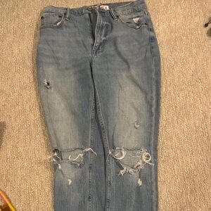 Abercrombie & Fitch Light Blue Distressed Straight Leg Jeans